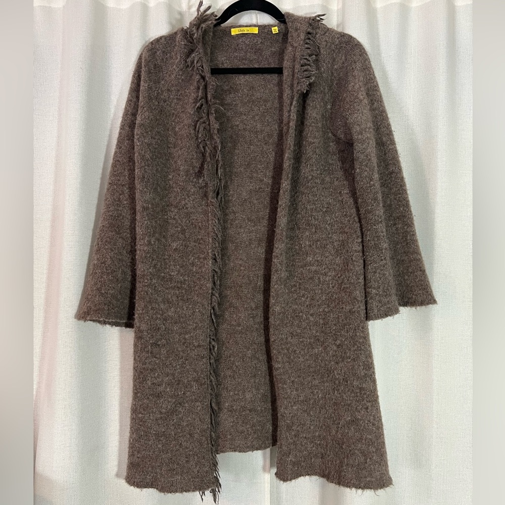 Lluís Is long open front cardigan
